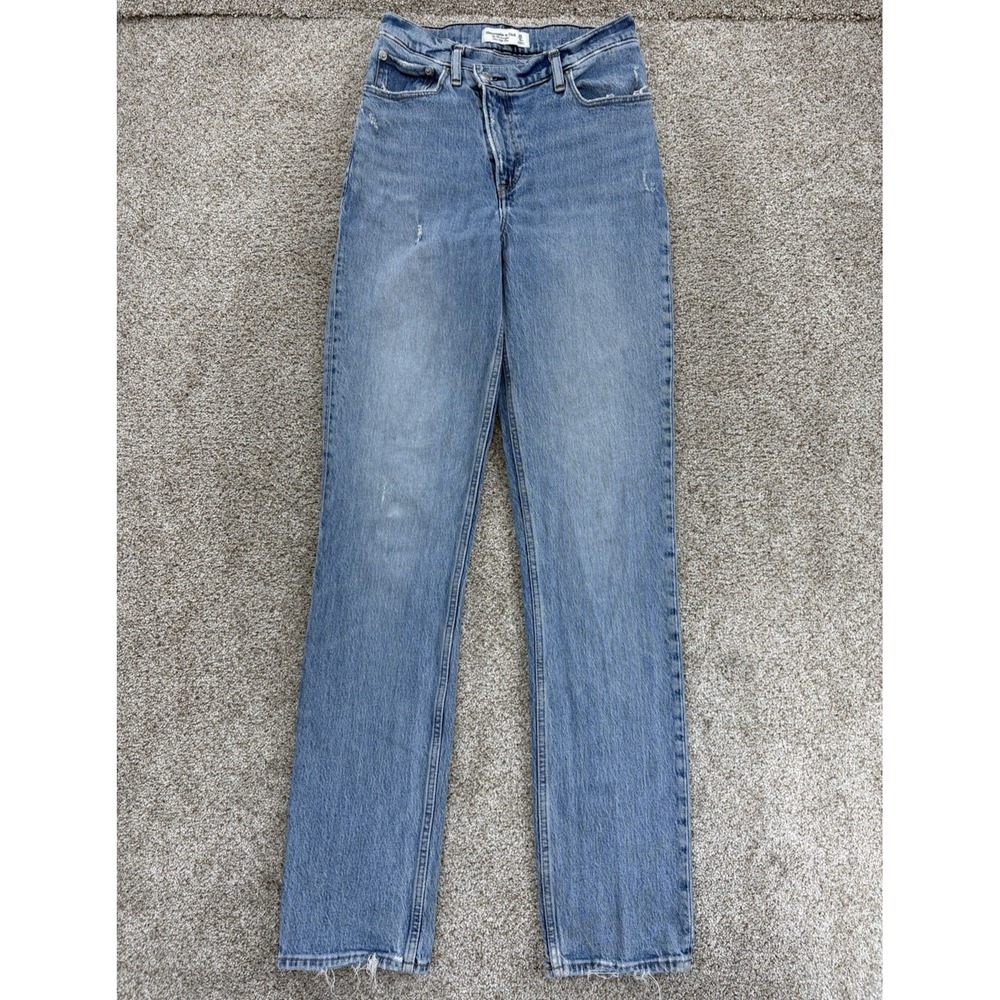 Abercrombie & Fitch 90s Straight Ultra High Rise Criss-Cross 25/0 XL Light Wash